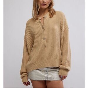 Free People Cocoa Henley Sweater